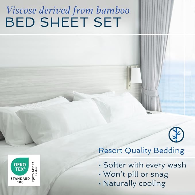 Hotel Sheets Direct 3 Piece Bed Sheet Set Twin Size, 100% Viscose Derived from - Image 2