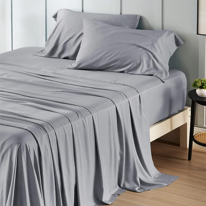 Bedsure California King Sheet Sets, Cooling Sheets, Rayon Derived from Bamboo by BEDSURE