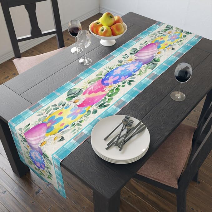 Easter Table Runner, Easter Eggs Farmhouse Table Runners, Easter Kitchen Dining - Image 7