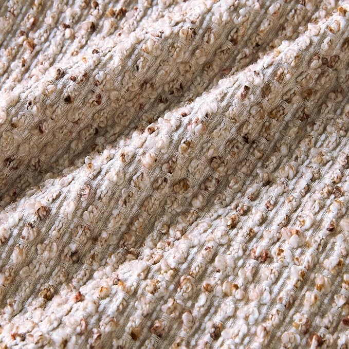 Decorative Couch Throw Pillow Covers 12x20 Set of 2 Beige Striped Soft Wool - Image 3