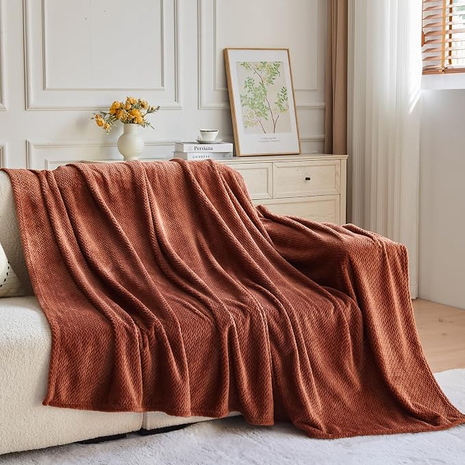 NEWCOSPLAY Super Soft Twin Blanket Coffee Premium Silky Flannel Fleece Leaves - Image 7