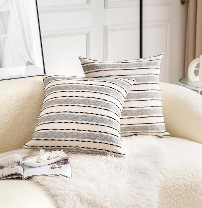Decorative Boho Throw Pillow Covers, Farmhouse Textured Pillow Case, 22 x 22 - Image 4