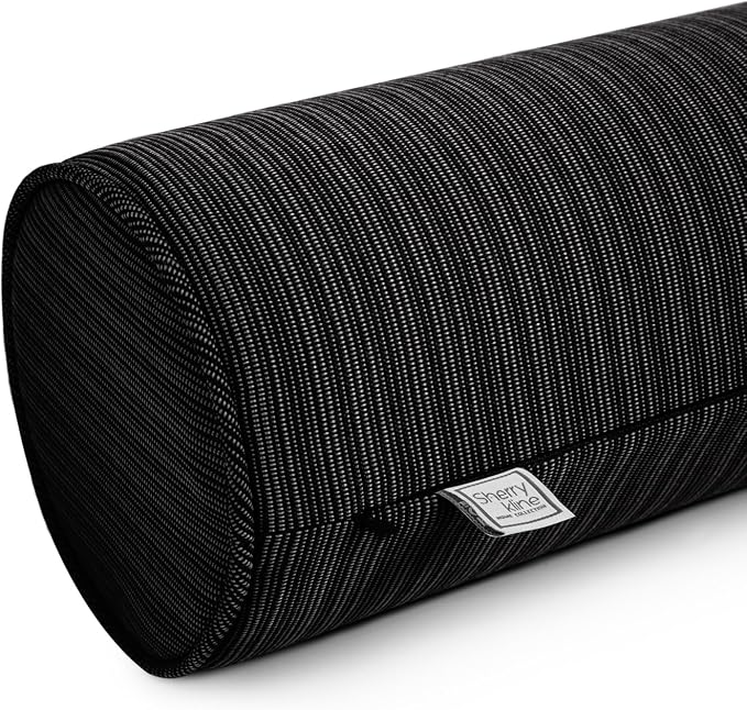 Sherry Kline Island Breeze Indoor/Outdoor Corded Neck Bolster Black 6"x 18" Set - Image 2