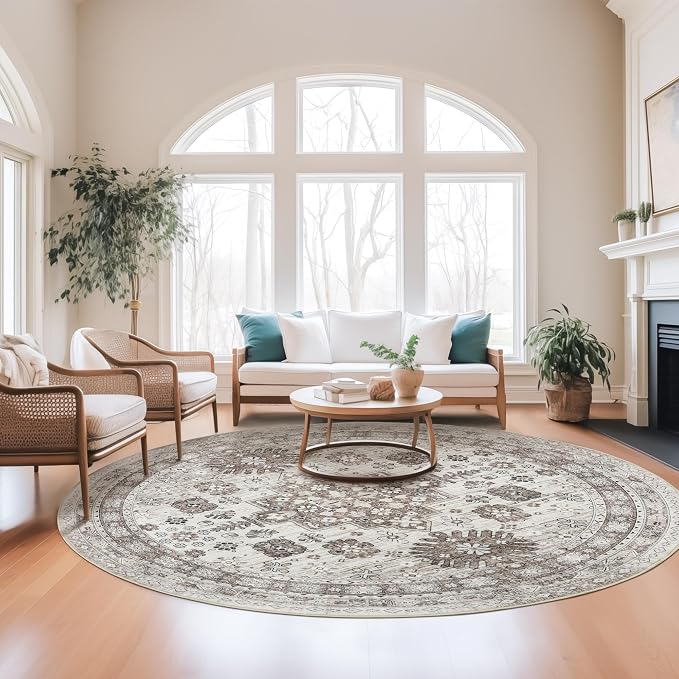 zesthome 8ft Round Rugs for Living Room, Non-Slip Washable Round Area Rugs by Zesthome