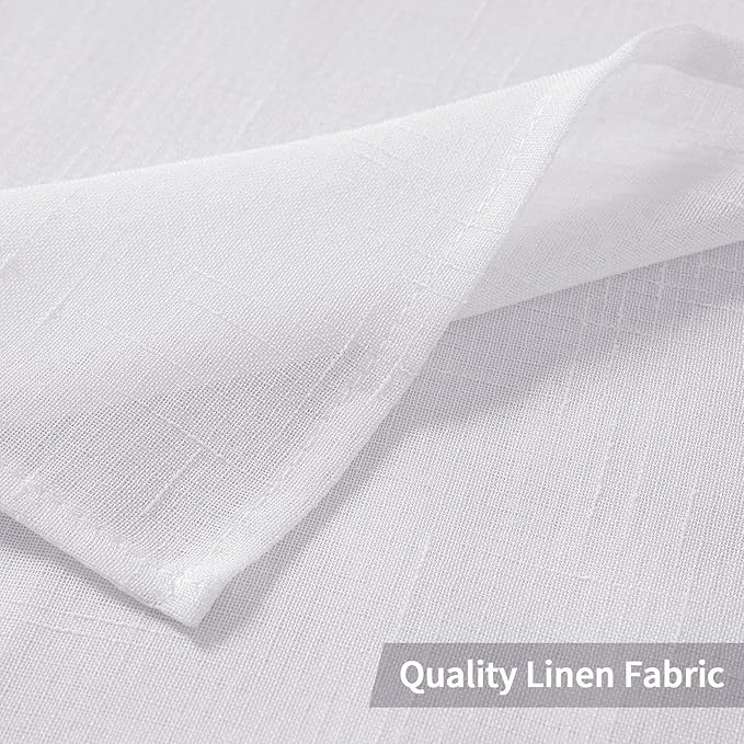 MIULEE 2 Panels 84 Inch Farmhouse Linen Sheer Window Curtains - Image 3