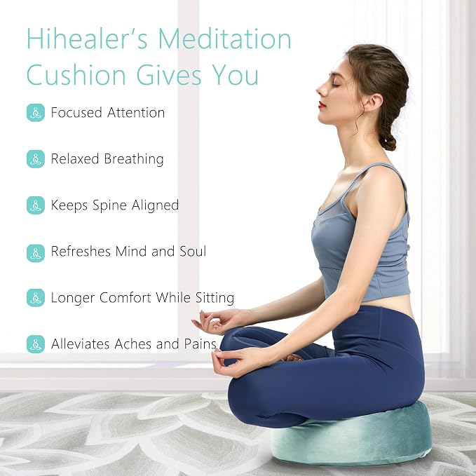 Hihealer Meditation Cushion, Traditional Tibetan Meditation Pillow Velvet Cover - Image 6