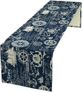 Marine Ship Table Runner, Nautical Pattern Seasonal Farmhouse Sea Rustic by Unknown