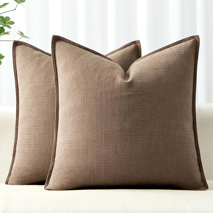 MIULEE Decorative Pillow Covers 22x22, 2 Pack Boho Farmhouse Neutral Throw by MIULEE