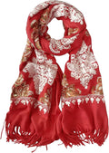 Urban CoCo Women's Embroidered Tassel Long Shawl Oversize Scarf Wraps by UrbanCoCo