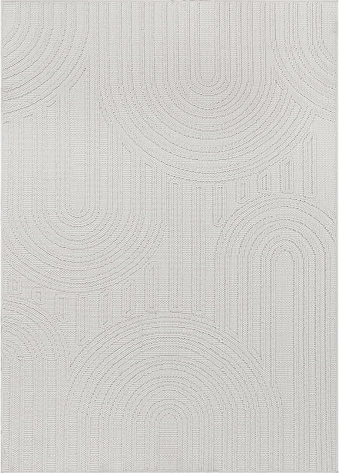 Beverly Rug Micro Loop Large Area Rug White 9x12 Modern Luxury Circle Geometric - Image 2