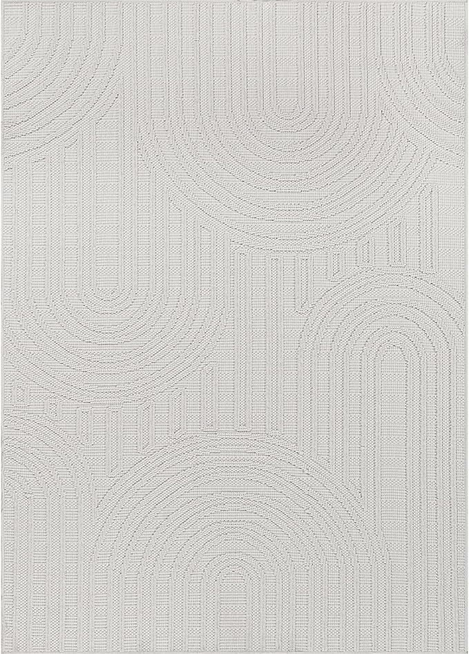 Beverly Rug Micro Loop Area Rug White 6x9 Modern Luxury Soft Circle Geometric - Image 2