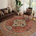 Tangsoo Round Rug 5ft, Washable Circle Rug, Vintage Non Slip Boho Round Area Rug by Tangsoo
