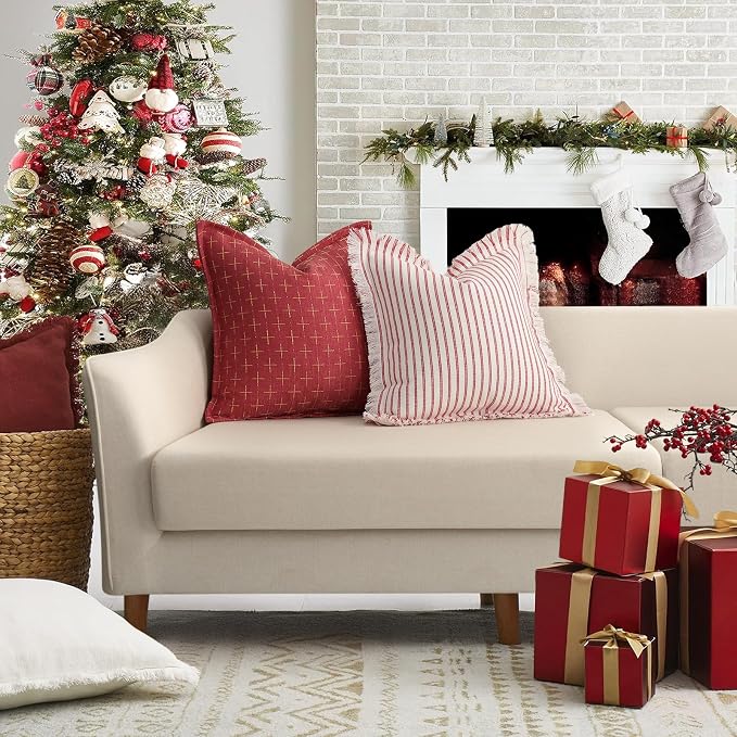 ZWJD Throw Pillow Covers 12x20 Set of 2 Striped Pillow Covers - Image 4