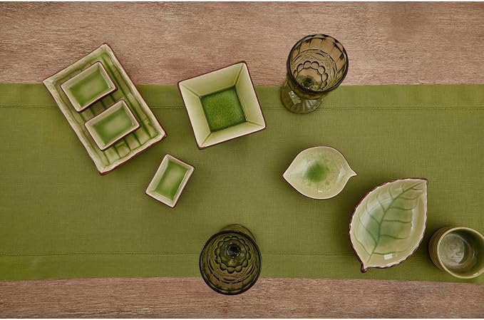 Solino Home Linen Avocado Green Hemstitch Table Runner 60 Inches - Image 3