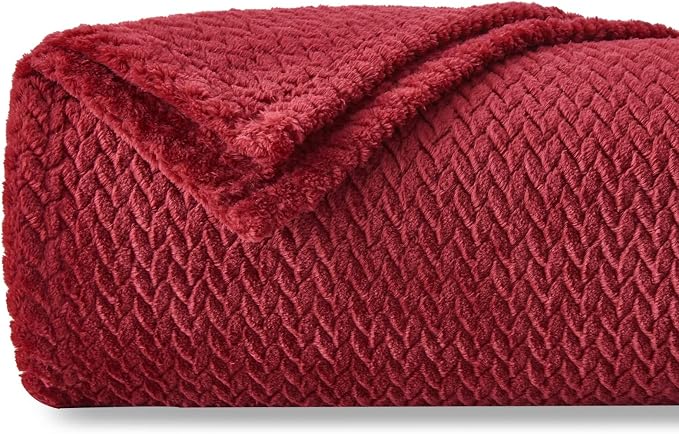 NEWCOSPLAY Super Soft Twin Blanket Red Premium Silky Flannel Fleece Leaves by NEWCOSPLAY