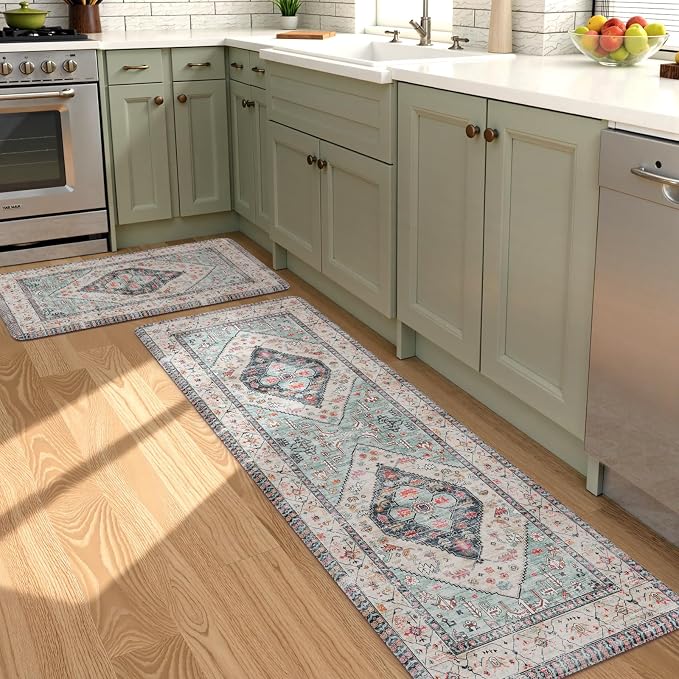 KIMODE Anti Fatigue Kitchen Mats, Boho Distressed Kitchen Rugs 20"x59"+20"x32" - Image 9