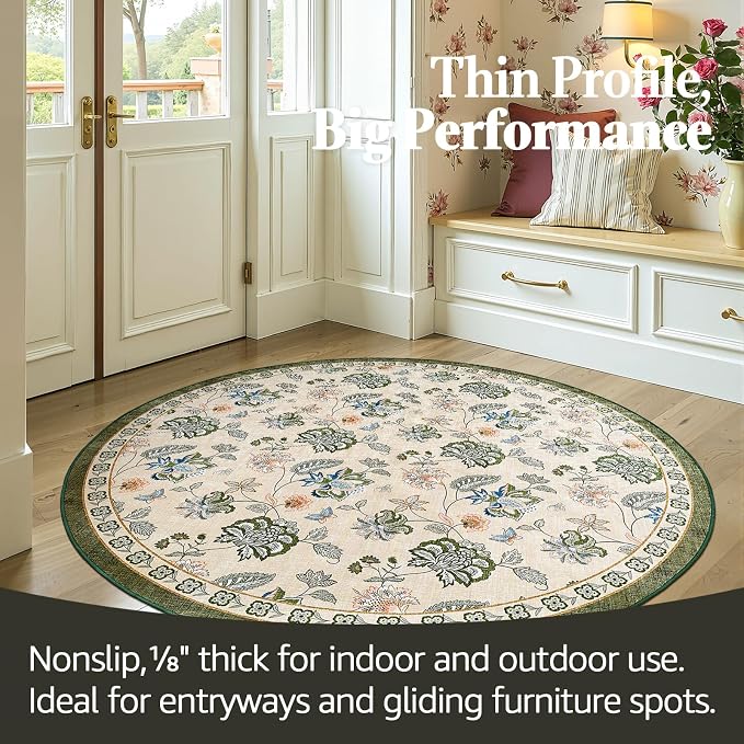 jinchan Elora 5ft Floral Round Rug - Image 5