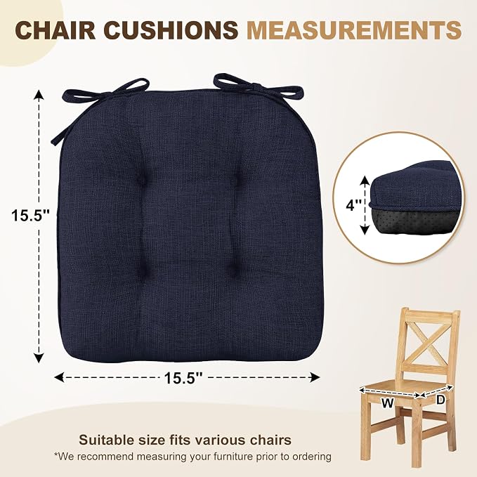 downluxe Indoor Chair Cushions for Dining Chairs, Tufted Overstuffed Textured - Image 2