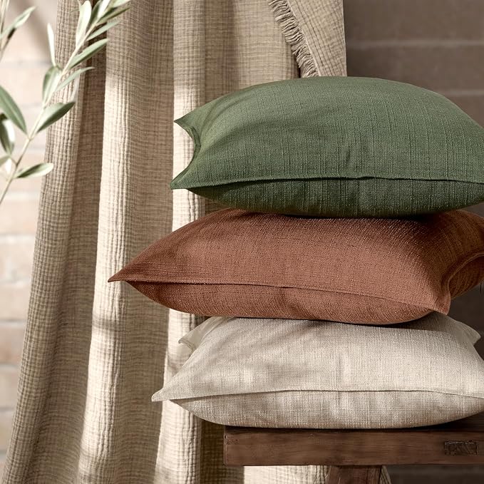 MIULEE Decorative Euro Sham Pillow Covers 24x24, 2 Pack Large Boho Farmhouse - Image 4