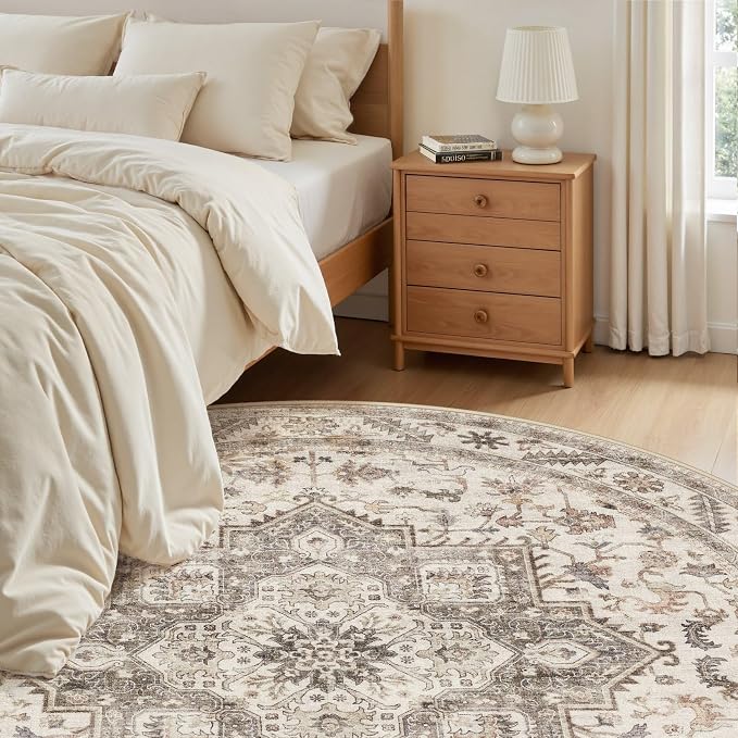 6ft Round Vintage Living Room Area Rug - Image 4