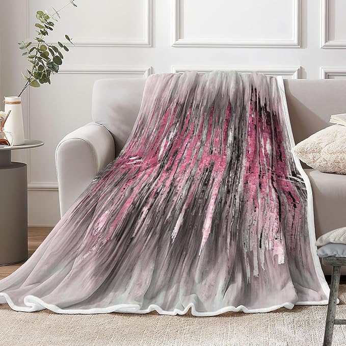 Abstract Throw Blankets, Modern Pink Gold crackNon Cozy Warm Bed Couch Blanket - Image 3