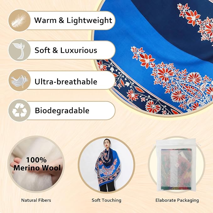 DANA XU 100% Merino Wool Pashmina Shawl - Image 3