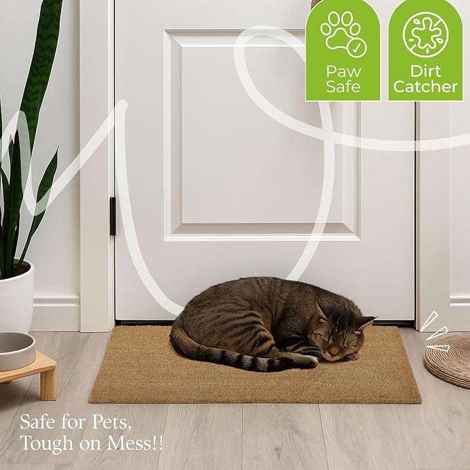 Coir Door Mats 17" X 30", Non-Slip Sturdy, PVC Backed, Heavy Duty, Plain Mat - Image 8