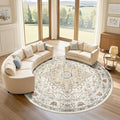 Round Rug Living Room Rugs: 8Ft Washable Boho Neutral Large Circle Soft Indoor by LOONGRUG