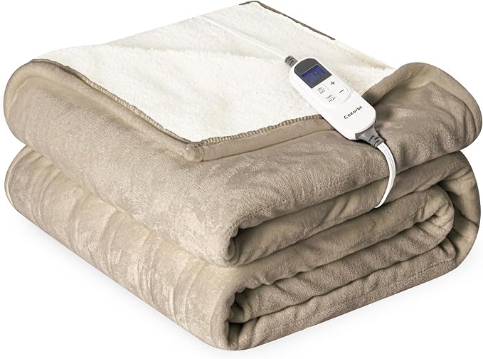 Heat Blanket 62”x84” Twin Size, Soft Flannel & Sherpa Reversible Electric by Unknown