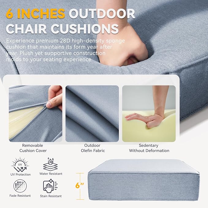6" Thick Outdoor Chair Cushions - Image 4