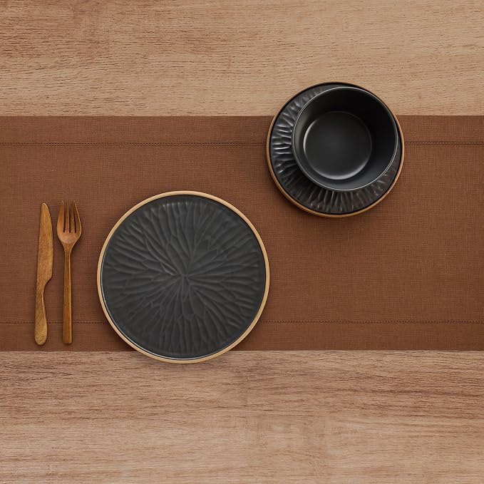 Solino Home Linen Brown Table Runner 108 Inches Long - Image 9
