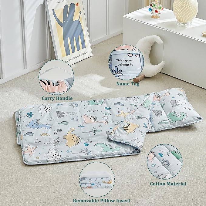 Toddler Nap Mat with Removable Pillow, Ultra Soft Slumber Bags - Image 5