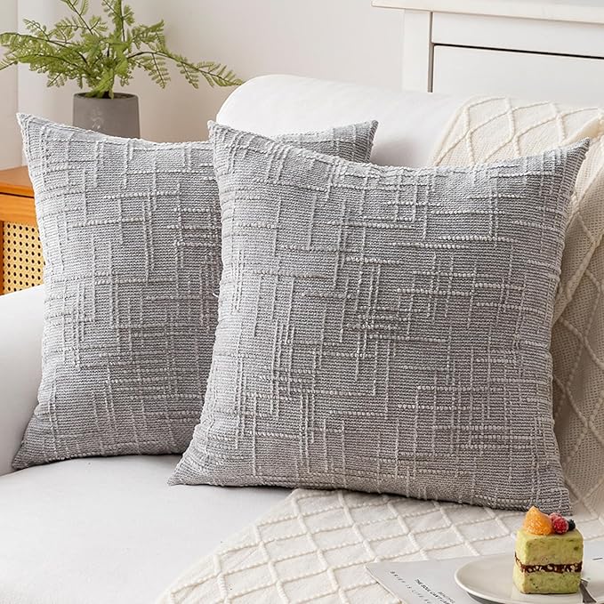 Decorative Throw Pillow Covers 16x16 Inch Set of 2, Soft Solid Farmhouse by ZSkogur
