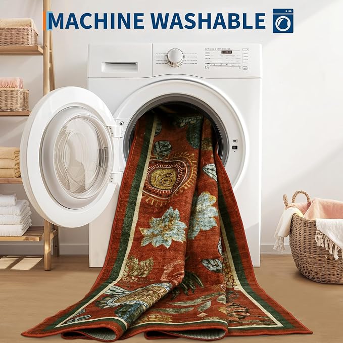 GarveeHome 5x7 Floral Washable Area Rug: Large Living Room Area Rug - Image 5