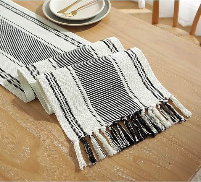 Caflife Boho Table Runner Balck and White by Caflife