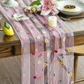 Artoid Mode Pink Embroidery Daisy Spring Gauze Table Runner 59x120 Inch 10FT by ArtoidMode