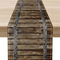 Farmhouse Wood Bar Table Runner, Rustic Country Retro Brown Village Plank by Unknown