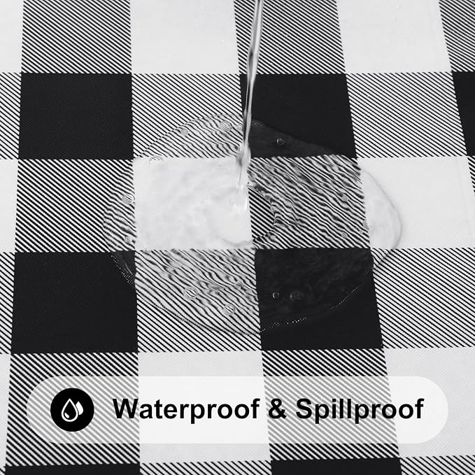 Smiry Rectangle Picnic Table Cloth, Elastic Waterproof Fitted Vinyl Tablecloths - Image 3