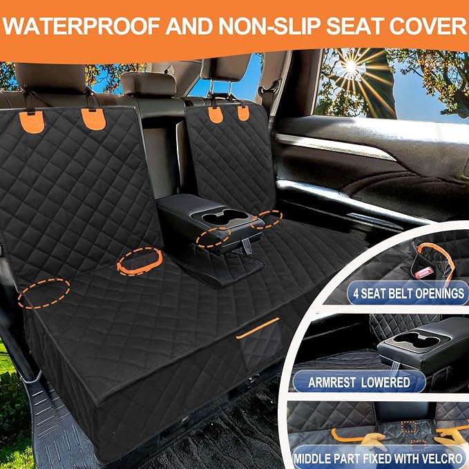 Dog Car Seat Cover for Back Seat Bench Cover, Compatible for Armrest 100% - Image 2
