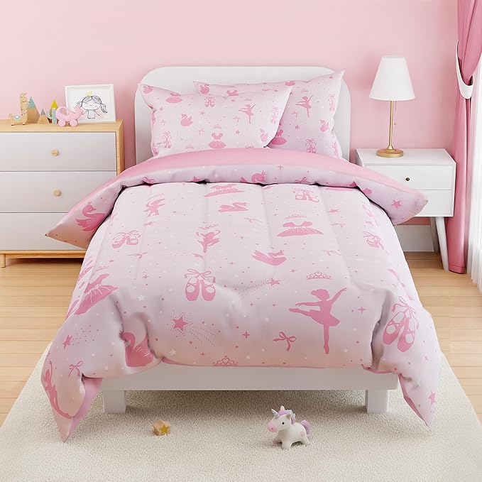 SANDJEST Ballerina Comforter Set Twin Size 68x86in - Image 6