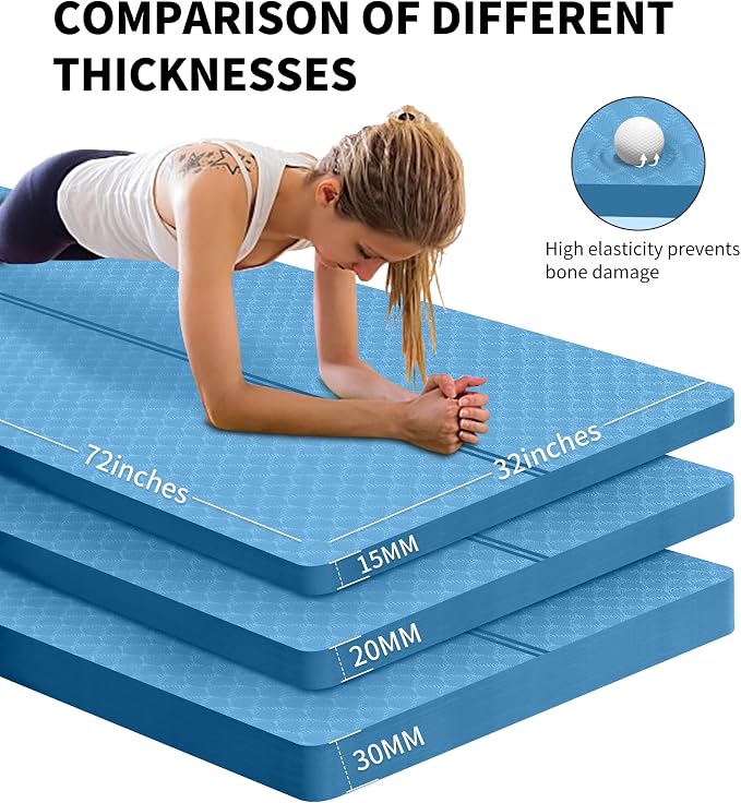 nuveti Large Exercise Mat - 15mm/20mm/30mm Thick Yoga Mat | Workout Mat - Image 4