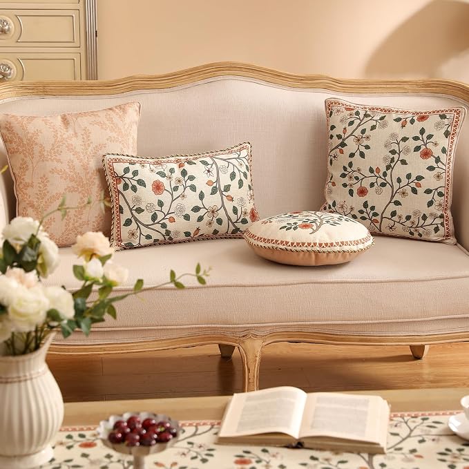 ISAENNE Design Linen Classic Throw Pillow Covers 12"x20" Pack of 2, French - Image 5