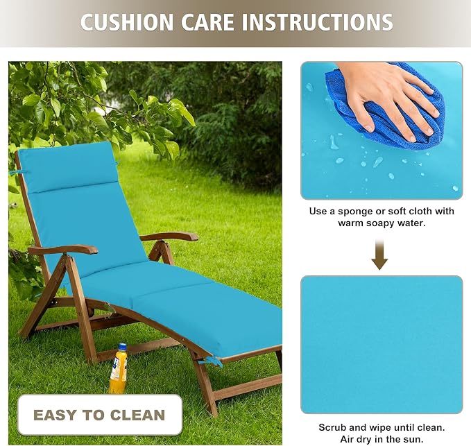Chaise Lounge Cushion 72x21x3 Inch ?Set of 4 Outdoor Lounge Chair Cushions - Image 8