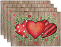 Valentines Day Wooden Plank Placemats Set of 4, 12x18 Inch Valentine Eucalyptus by Wnoesat