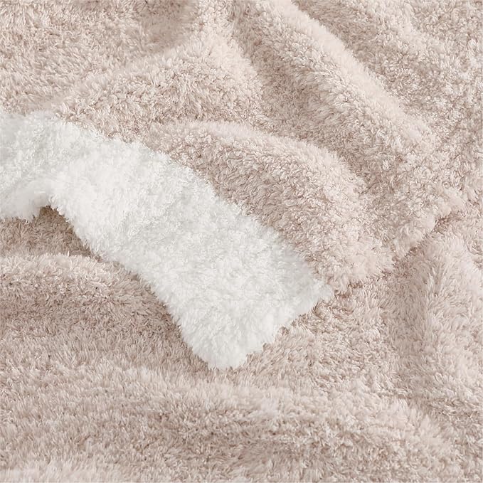 WRENSONGE Throw Blanket Cationic Dyeing Taupe Soft Cozy Fluffy Warm Hand Made - Image 8
