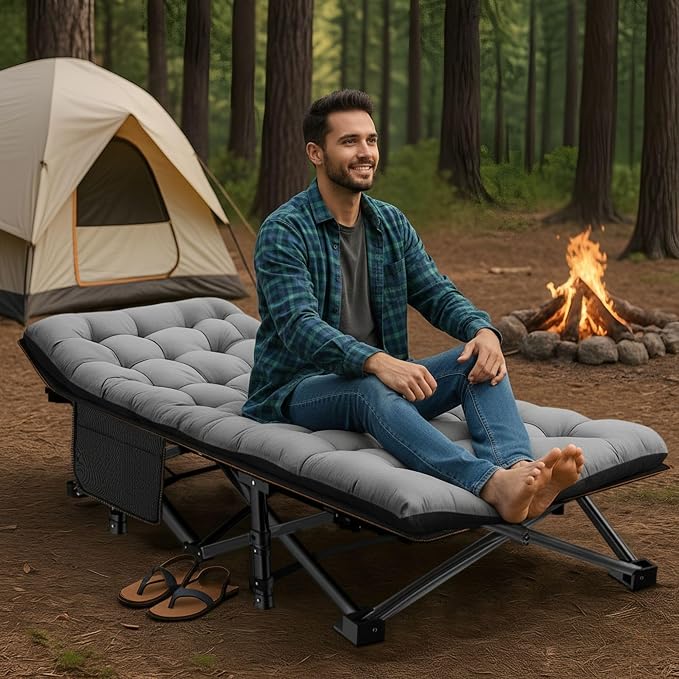 ABORON Camping Cot for Adult 28" Extra Wide, 2PK Heavy-Duty 1200D Oxford Cot - Image 8