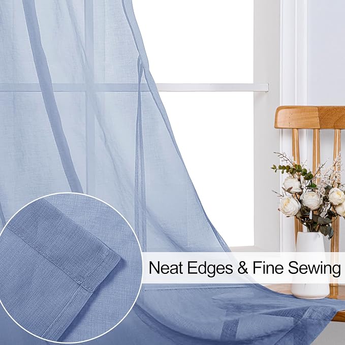 XWZO Sheer Curtains for Bedroom, Light Filtering, Airy & Breathable Voile - Image 4