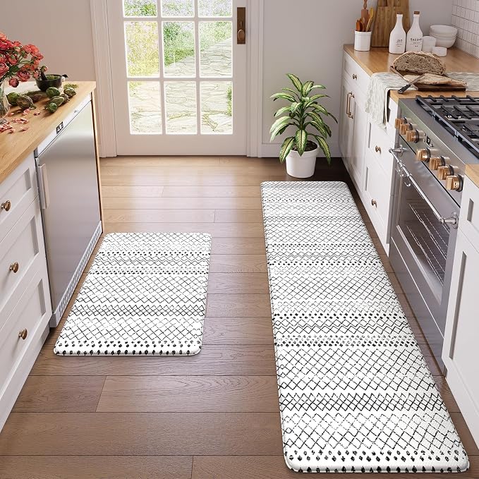 KIMODE Kitchen Mats for Floor Cushioned Anti Fatigue, Boho Kitchen Rugs Sets of by KIMODE