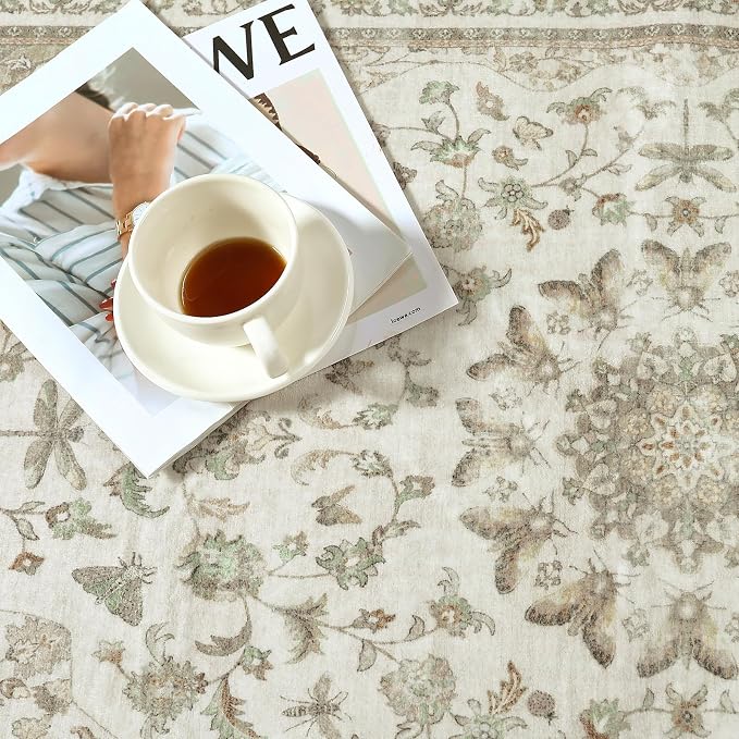 Moynesa 2x6 Beige Washable Runner Rug - Image 3
