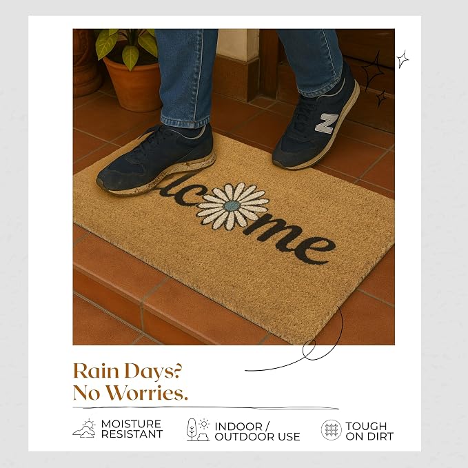 Coir Door Mats 17" X 30", Non-Slip Sturdy, PVC Backed Heavy Duty, Welcome - Image 7